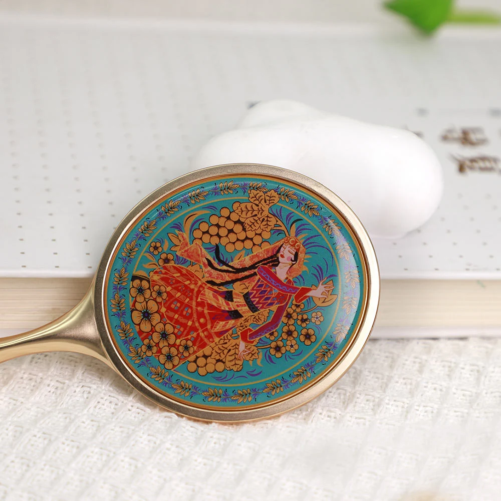 Custom Design Oval Vintage Handheld Tassel Makeup Mini Pocket Mirror