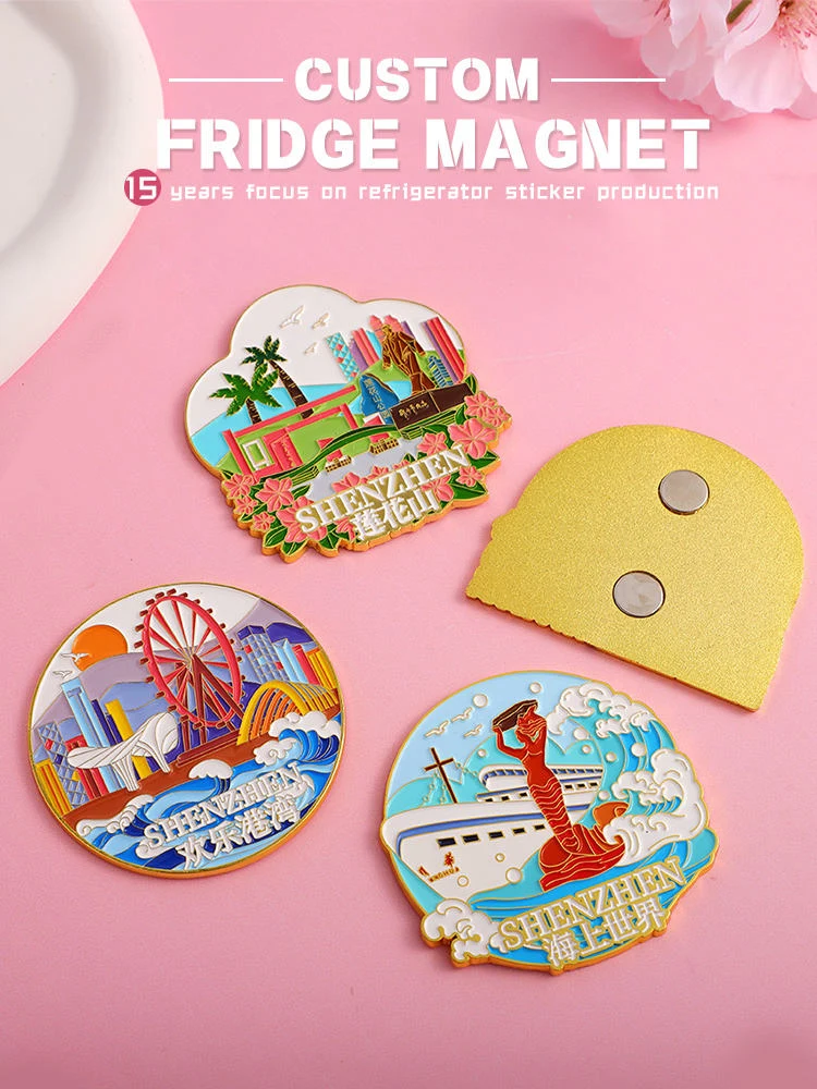 Customized Soft Enamel Slippable Fridge Magnet Metal Hard Enamel Slideable Refrigerator Magnets