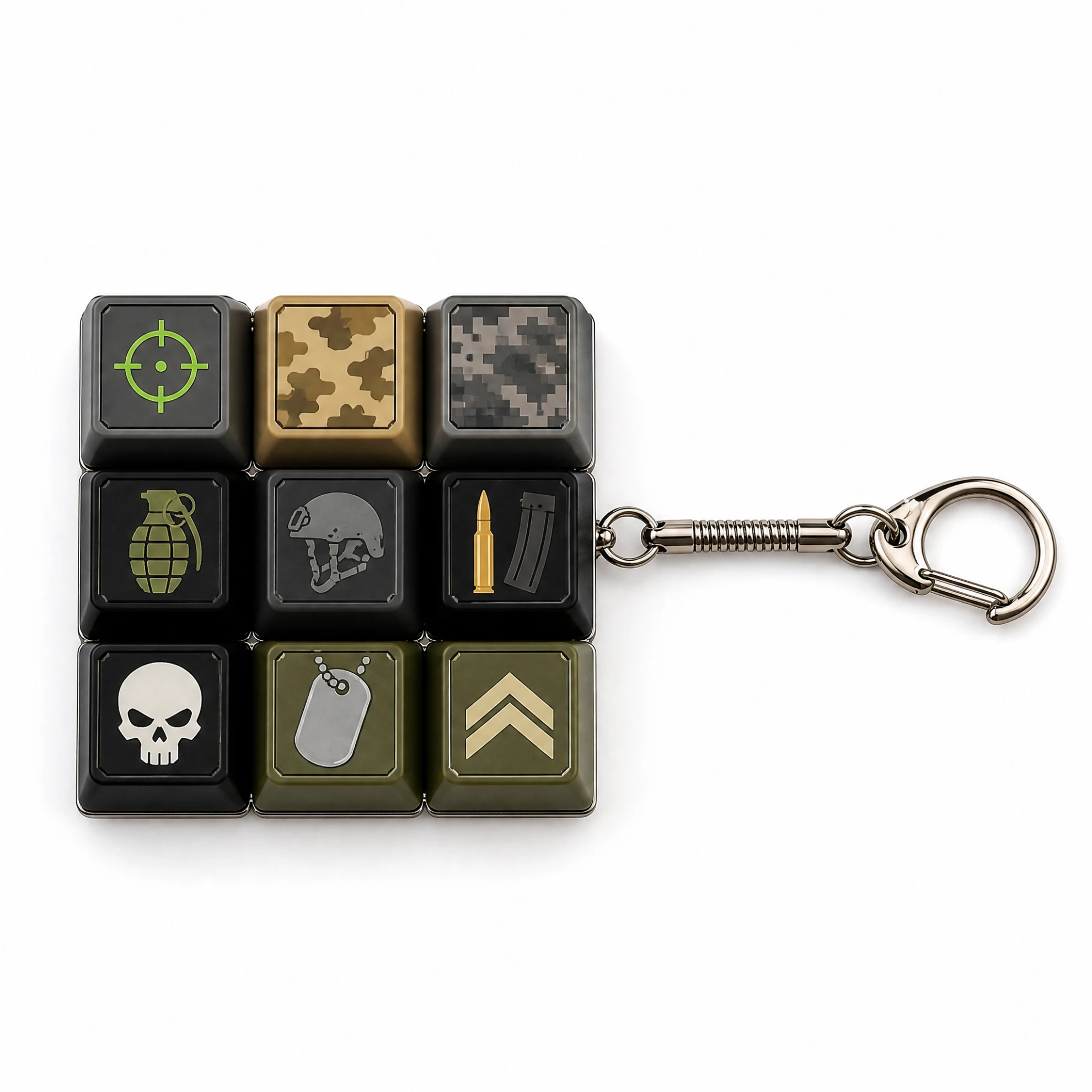 Wholesale Custom Logo 9 Keys Tactical Military Game Keycap Fidget Clicker Keychain Stress Relief Toy