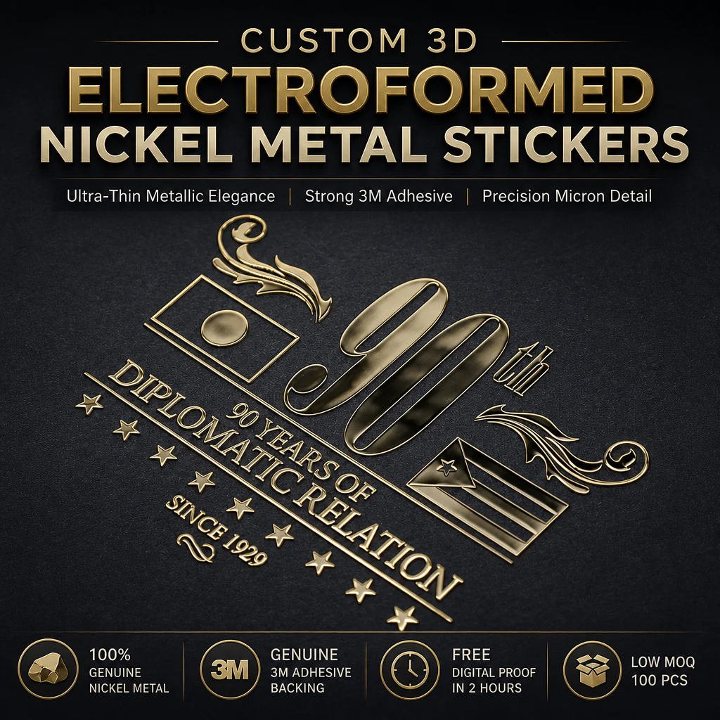 Nickel Sticker Logo Customize High Speed Production