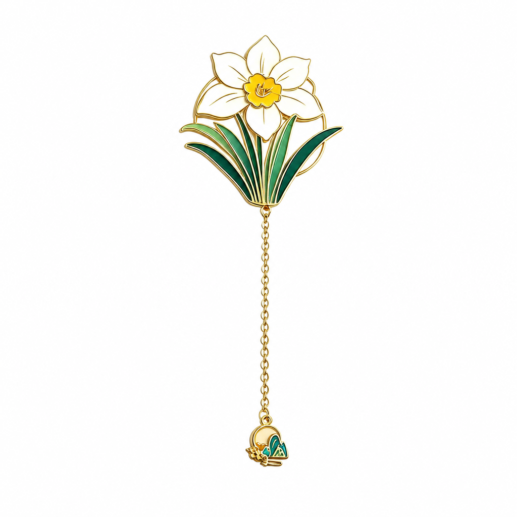 Fan-shaped Hollow Brass Enamel Bookmark Chinese Floral Metal Bookmark