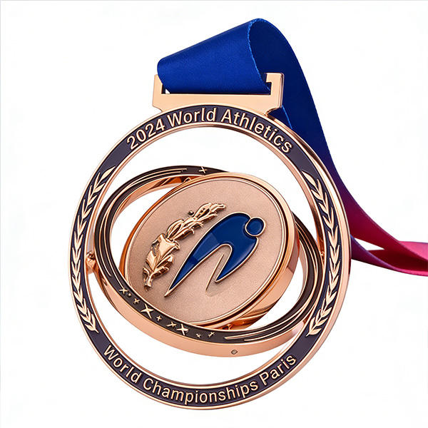 Customized Rotatable Metal Race Medal, Soft Enamel Marathon Event Medal with Custom Logo and Ribbon