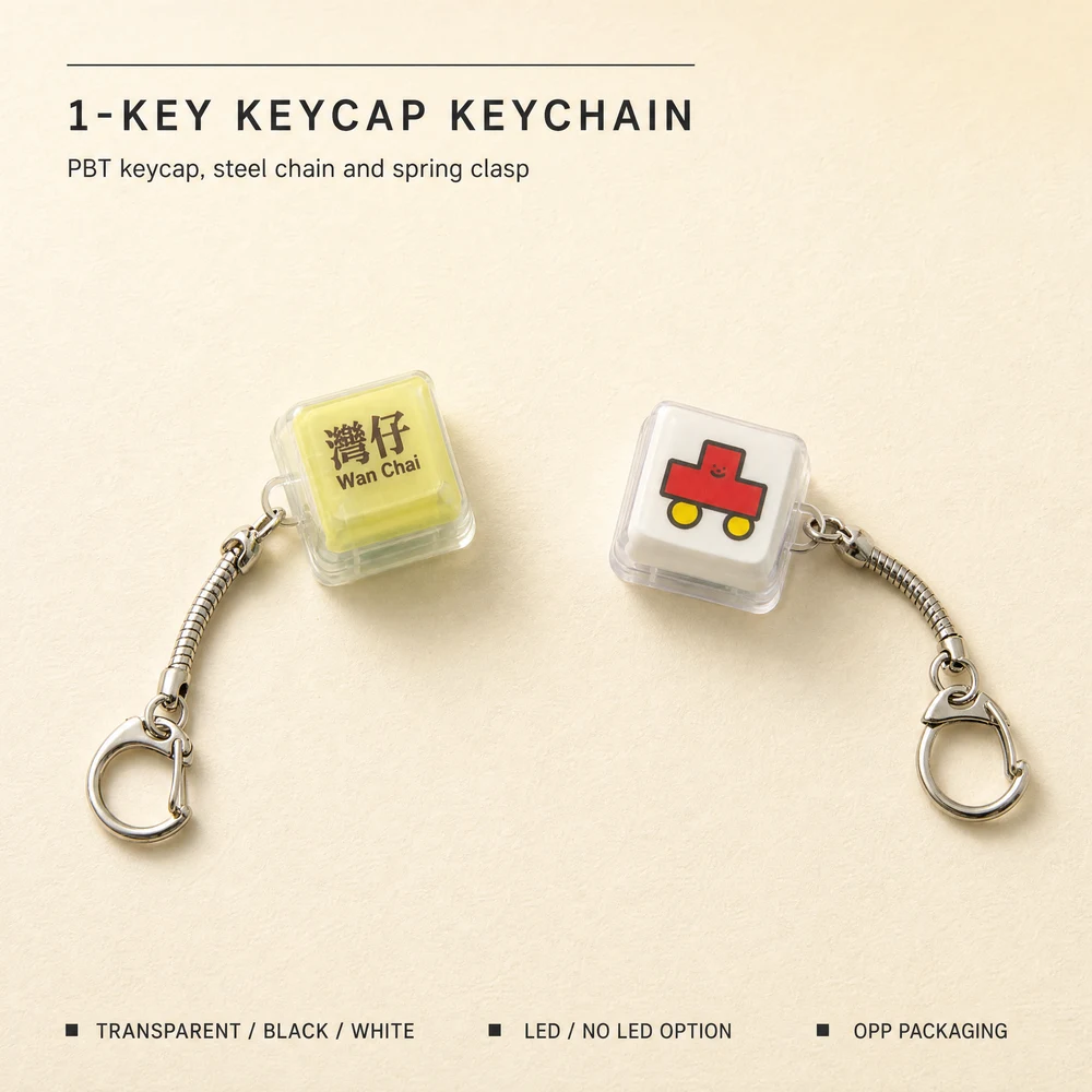 Custom Design 1-Key LED Keycap Keychain PBT Cultural & Creative Souvenirs for Scenic Spots