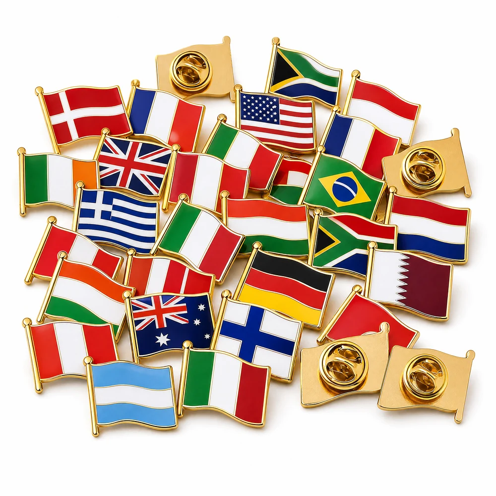 Custom Metal Badge Zinc Alloy Country Flag Soft Hard Enamel Polishing Pin Wholesale Customization