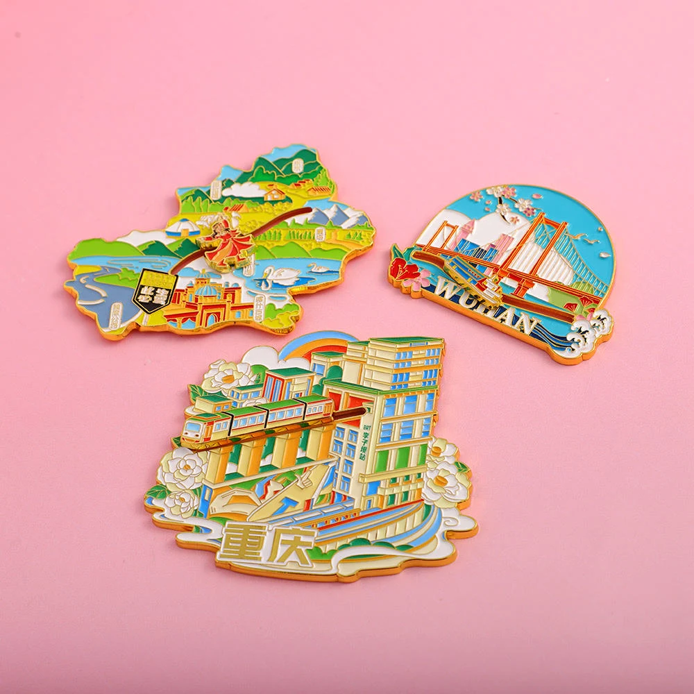 Customized Soft Enamel Slippable Fridge Magnet Metal Hard Enamel Slideable Refrigerator Magnets