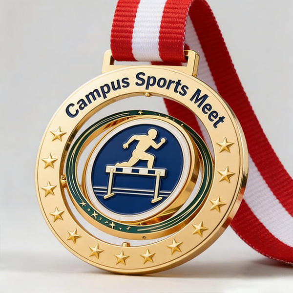 Customized Rotatable Metal Race Medal, Soft Enamel Marathon Event Medal with Custom Logo and Ribbon