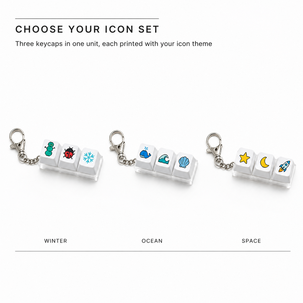 3-Key Fidget Clicker Keychain Custom Logo PBT Keycap LED Optional Stress Relief Toy