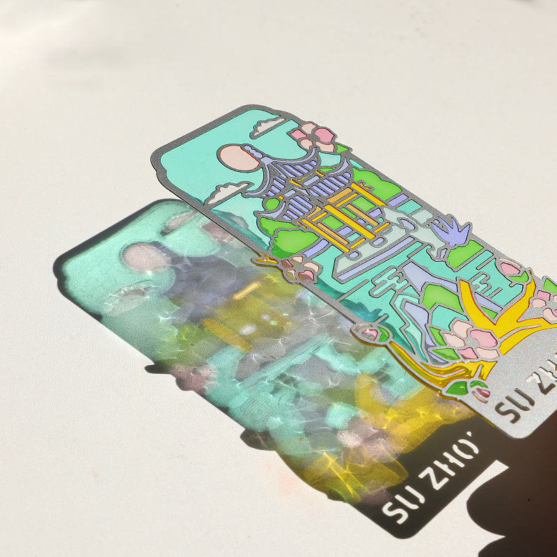 Custom Stained Glass Translucent Enamel Hollow Metal Bookmark Souvenir