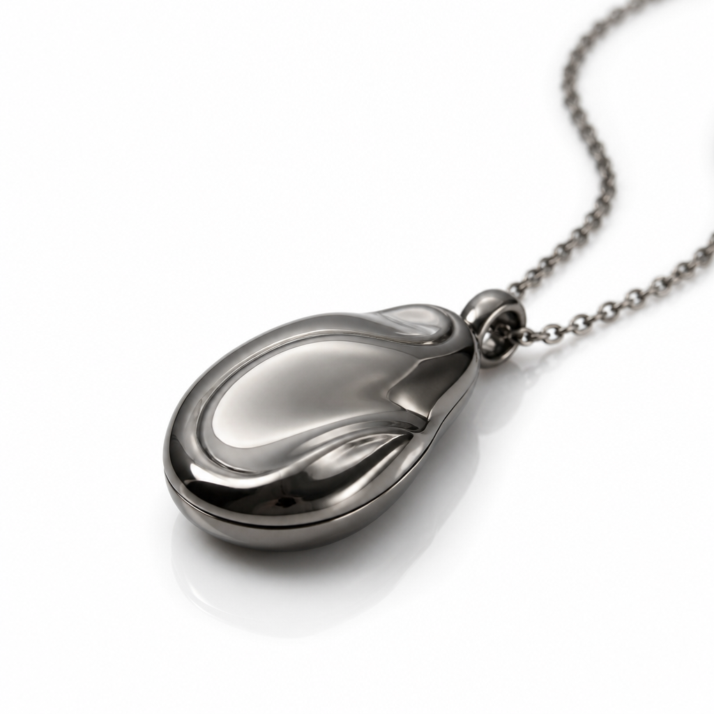 Irregular Pebble Solid Perfume Necklace Zinc Alloy Custom Logo Mirror Gunmetal Small Balm Box OEM ODM
