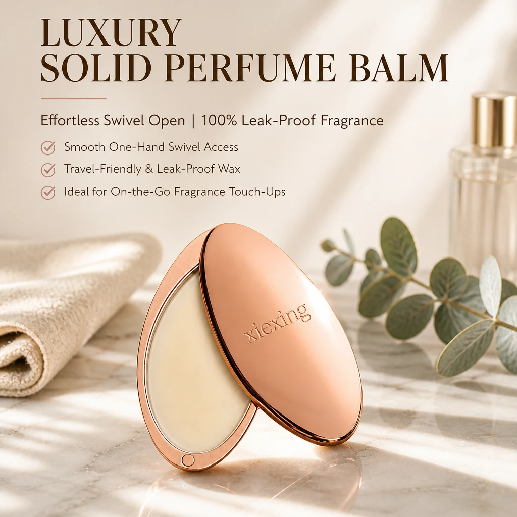 Oval 360° Swivel Compact Metal Case Multi Use Container Solid Fragrance Balm Lip Cheek Custom Logo