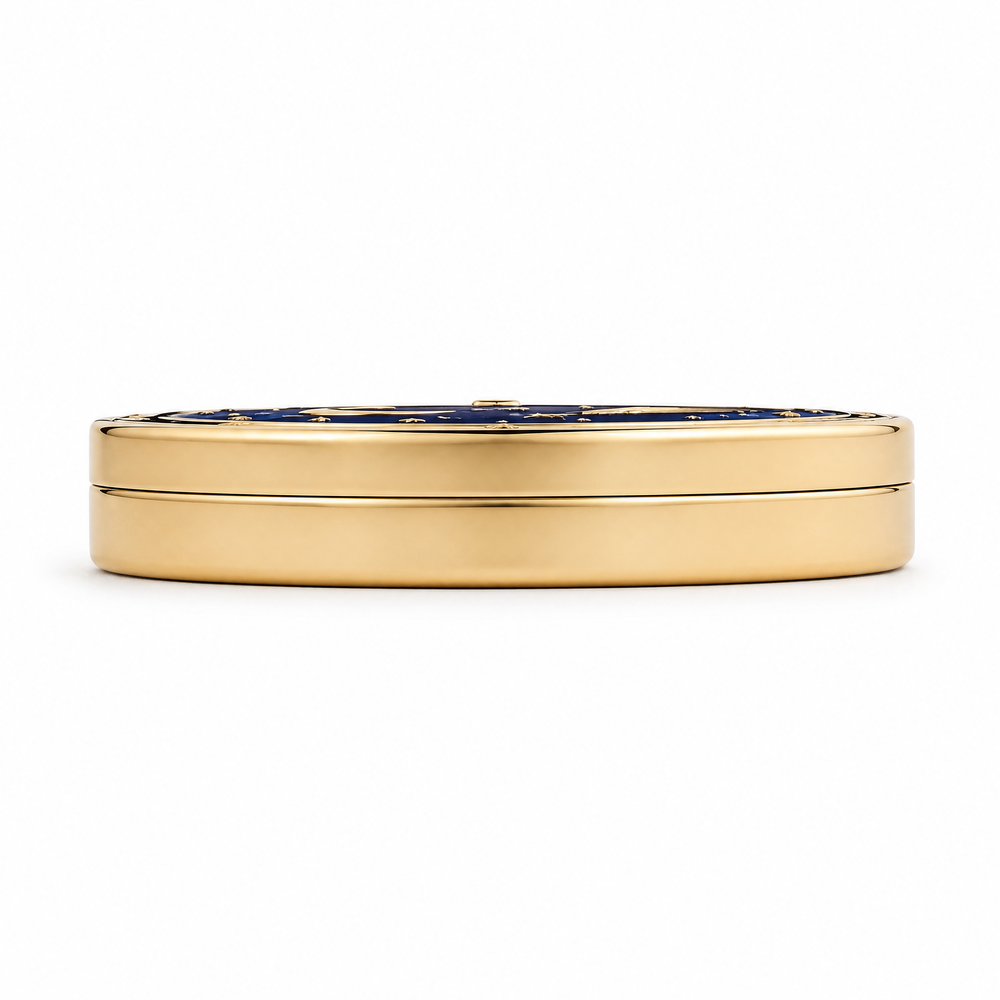Custom Enamel Solid Perfume Balm Metal Box, Starry Sky Magnetic Round Cosmetic Container