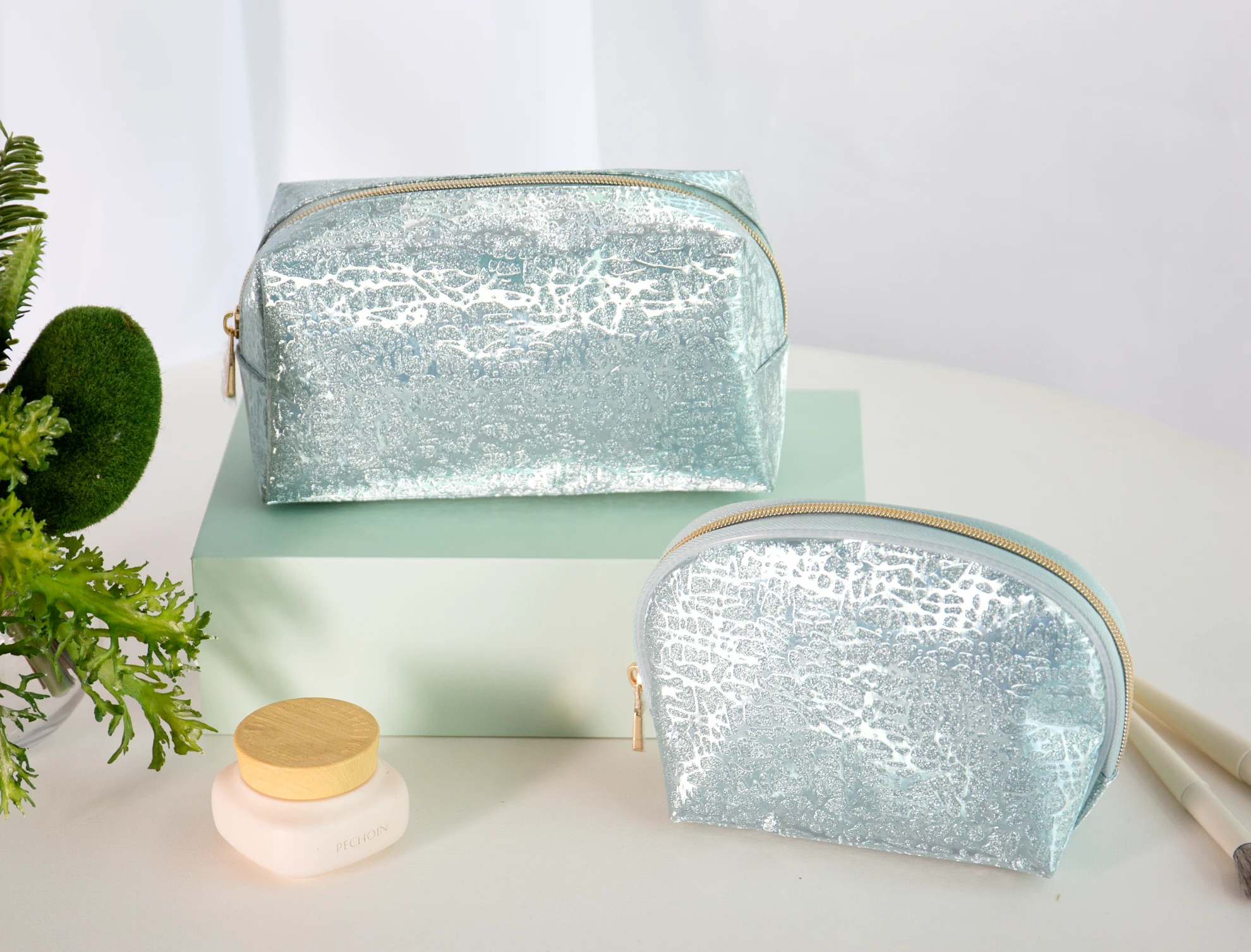 Eco-Friendly Vegan Leather Cosmetic Organizers for a Clean Beauty Startup